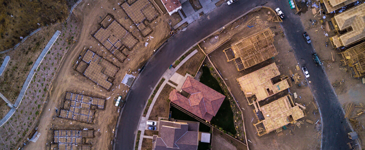 Aerial view of real estate development